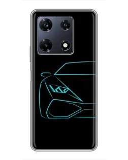 Чехол для Infinix Note 30 Pro с картинкой «Голубой силуэт Lamborghini»