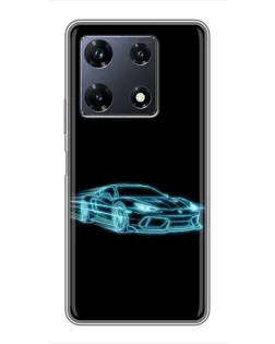 Чехол для Infinix Note 30 Pro с картинкой «Неоновый контур Lamborghini»