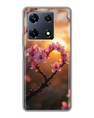 Чехол для Infinix Note 30 Pro с картинкой «Розовый цвет сердце на фоне заката»