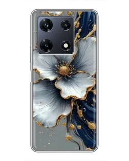 Чохол для Infinix Note 30 Pro з картинкою «Біла квітка та золотий флюїд»