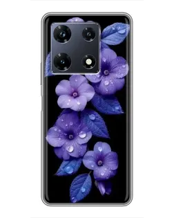 Чохол для Infinix Note 30 Pro з картинкою «Фіолетові квіти з росою»