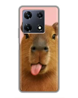 Чехол для Infinix Note 30 Pro с картинкой «Капибара с языком»
