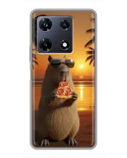 Чехол для Infinix Note 30 Pro с картинкой «Капибара с пиццей»