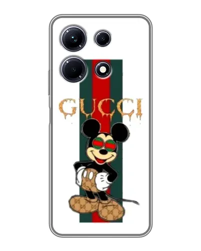 Чехол для Infinix Note 30 с картинкой «Микки Маус Gucci — полосы»