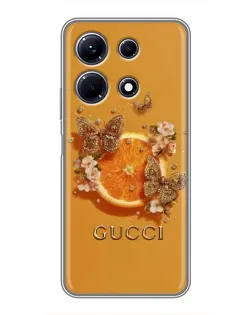Чехол для Infinix Note 30 с картинкой «Gucci — золотые бабочки»