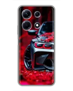 Чехол для Infinix Note 30 с картинкой «Спортивная BMW и цветы»