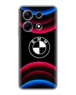 Чехол для Infinix Note 30 с картинкой «Логотип BMW и неоновые дуги»