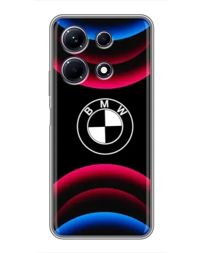 Чехол для Infinix Note 30 с картинкой «Логотип BMW и неоновые дуги»