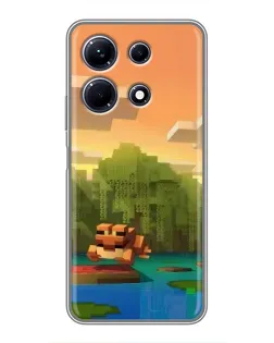 Чехол для Infinix Note 30 с картинкой «Майнкрафт закат солнца»