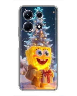 Чехол для Infinix Note 30 с картинкой «Рождественский Спанч Боб»
