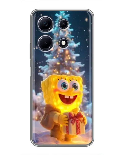 Чехол для Infinix Note 30 с картинкой «Рождественский Спанч Боб»