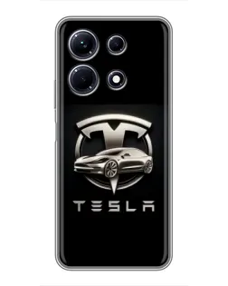 Чехол для Infinix Note 30 с картинкой «Tesla — серебристое авто»