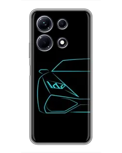 Чехол для Infinix Note 30 с картинкой «Голубой силуэт Lamborghini»