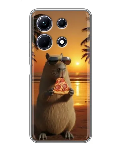Чехол для Infinix Note 30 с картинкой «Капибара с пиццей»