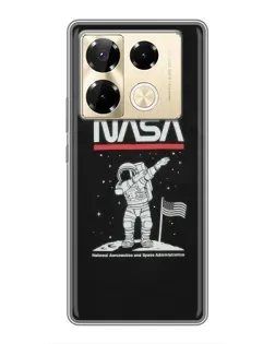 Чехол для Infinix Note 40 Pro с картинкой «NASA — шагаем по Луне»