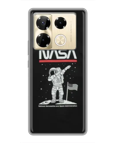 Чехол для Infinix Note 40 Pro с картинкой «NASA — шагаем по Луне»
