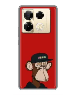 Чехол для Infinix Note 40 Pro с картинкой «Bored Ape — красный фон» Чехол для Infinix Note 40 Pro с картинкой «Bored Ape — красный фон»