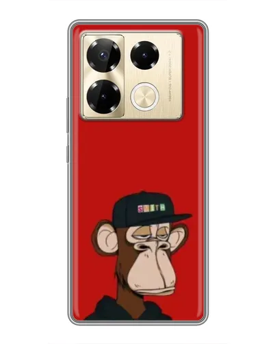 Чехол для Infinix Note 40 Pro с картинкой «Bored Ape — красный фон»