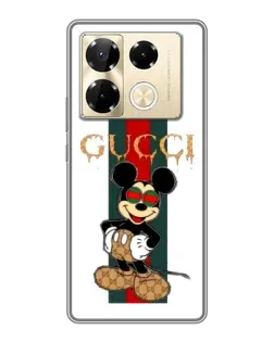 Чехол для Infinix Note 40 Pro с картинкой «Микки Маус Gucci — полосы»