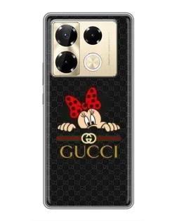 Чехол для Infinix Note 40 Pro с картинкой «Минни Маус Gucci — черный»