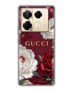 Чехол для Infinix Note 40 Pro с картинкой «Gucci — бордовые розы»