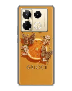 Чехол для Infinix Note 40 Pro с картинкой «Gucci — золотые бабочки»
