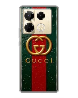 Чехол для Infinix Note 40 Pro с картинкой «Gucci — фирменная полоса и золото»