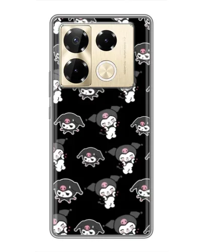 Чехол для Infinix Note 40 Pro с картинкой «Черный паттерн Kuromi»