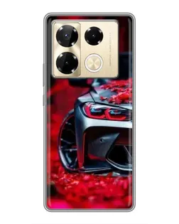 Чехол для Infinix Note 40 Pro с картинкой «Спортивная BMW и цветы»