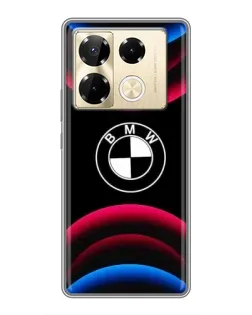 Чехол для Infinix Note 40 Pro с картинкой «Логотип BMW и неоновые дуги»