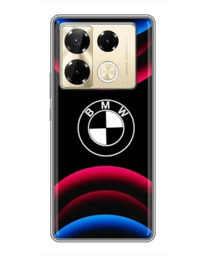 Чехол для Infinix Note 40 Pro с картинкой «Логотип BMW и неоновые дуги»