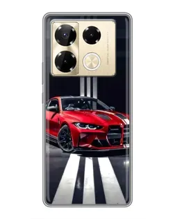 Чехол для Infinix Note 40 Pro с картинкой «Красная BMW на дороге»