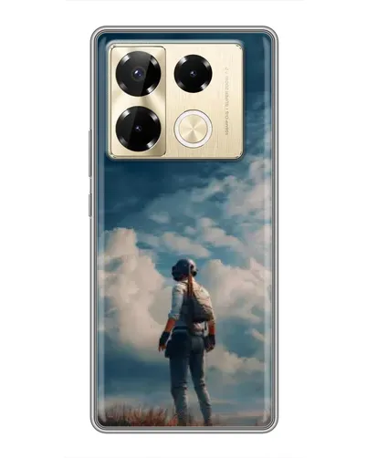 Чехол для Infinix Note 40 Pro с картинкой «Герой PUBG на скале»