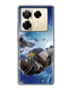 Чехол для Infinix Note 40 Pro с картинкой «Десант PUBG — прыжок»