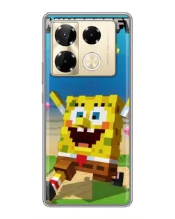 Чехол для Infinix Note 40 Pro с картинкой «Губка Боб Minecraft»