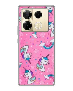 Чехол для Infinix Note 40 Pro с картинкой «Unicorn паттерн розовый» Чехол для Infinix Note 40 Pro с картинкой «Unicorn паттерн розовый»