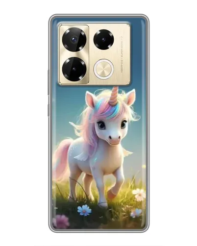 Чехол для Infinix Note 40 Pro с картинкой «Единорог на поляне»
