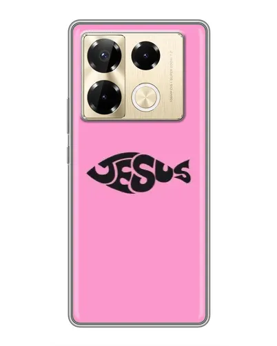 Чехол для Infinix Note 40 Pro с картинкой «Розовый символ Jesus» Чехол для Infinix Note 40 Pro с картинкой «Розовый символ Jesus»