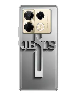 Чехол для Infinix Note 40 Pro с картинкой «Металлический крест Jesus»