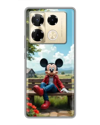 Чехол для Infinix Note 40 Pro с картинкой «Микки на скамейке»
