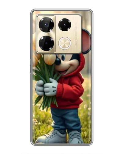 Чехол для Infinix Note 40 Pro с картинкой «Микки с тюльпанами»
