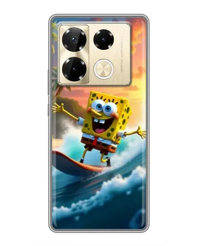Чехол для Infinix Note 40 Pro с картинкой «Губка Боб серфингист»