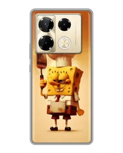 Чехол для Infinix Note 40 Pro с картинкой «Губка Боб повар»