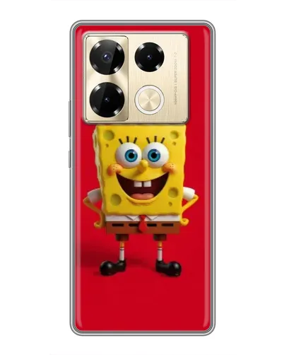 Чехол для Infinix Note 40 Pro с картинкой «Спанч Боб на красном»
