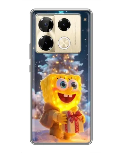 Чехол для Infinix Note 40 Pro с картинкой «Рождественский Спанч Боб»