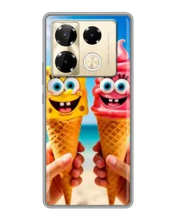 Чехол для Infinix Note 40 Pro с картинкой «Спанч Боб мороженое»