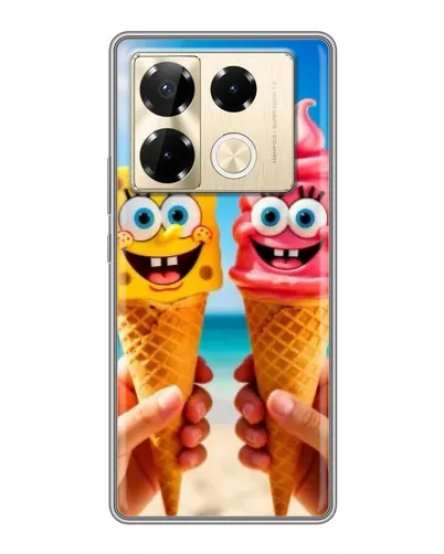 Чехол для Infinix Note 40 Pro с картинкой «Спанч Боб мороженое»