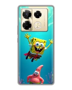 Чехол для Infinix Note 40 Pro с картинкой «Спанч Боб под водой»