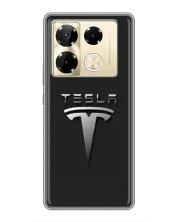 Чехол для Infinix Note 40 Pro с картинкой «Стальной логотип Tesla»