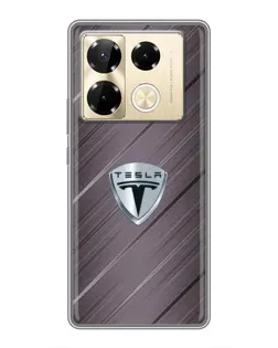 Чехол для Infinix Note 40 Pro с картинкой «Металлическая текстура Tesla»